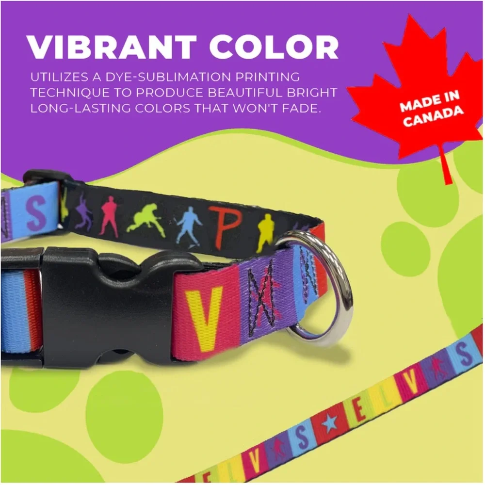 Perri’s Pet Products Colorful ELVIS Presley Adjustable Dog/Cat Collar Small